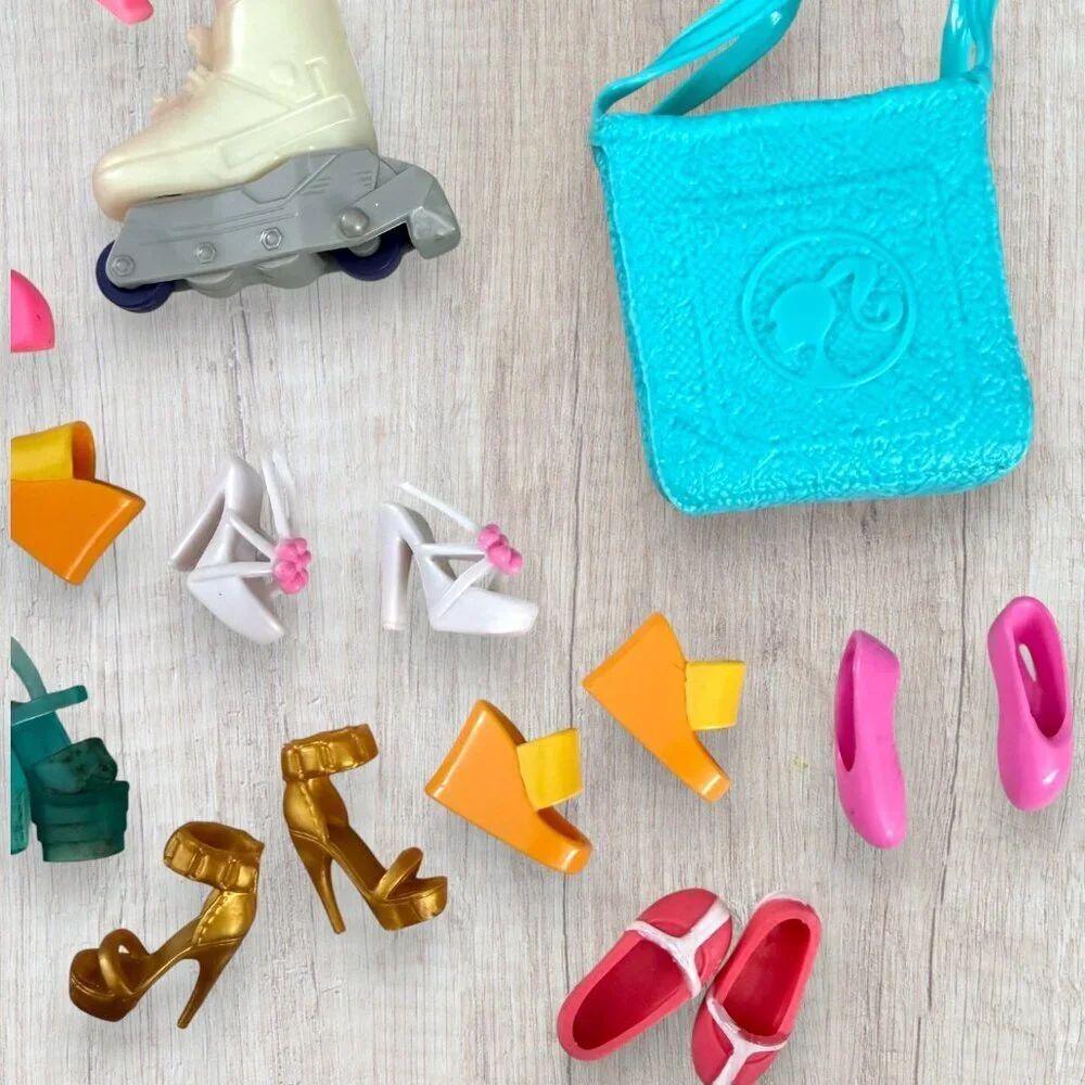 Barbie Shoes Accessories Lot Bags Roller Skates Boots Heels Fashion Doll Mix